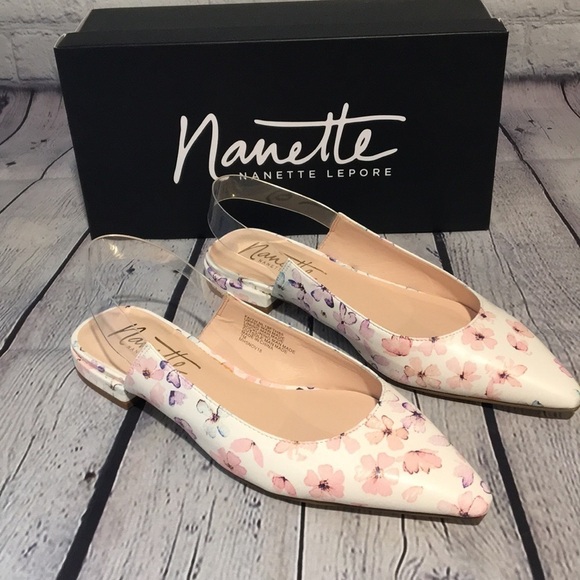 Nanette Lepore “Faith” floral sling back flats sz7 | New in Box - Picture 2 of 7
